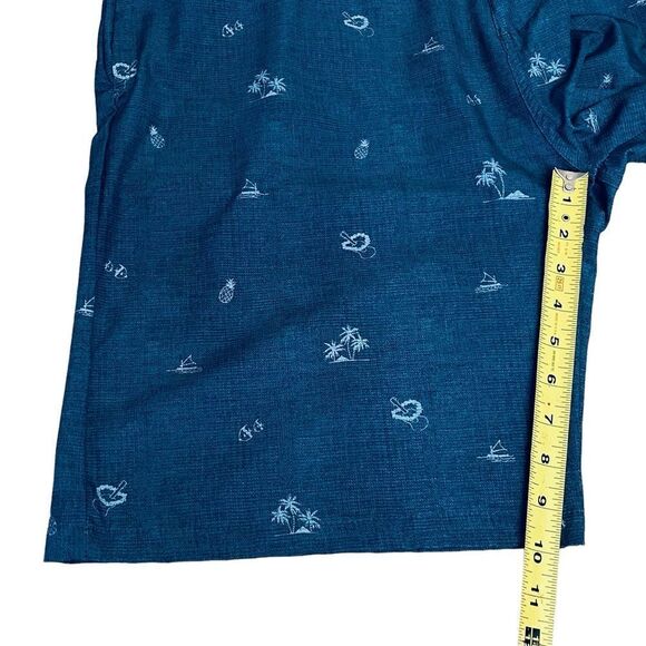 Burnside Men's Hybrid Stretch Blue Tropical Beach Flat Front Shorts Sz 38 - Picture 10 of 12